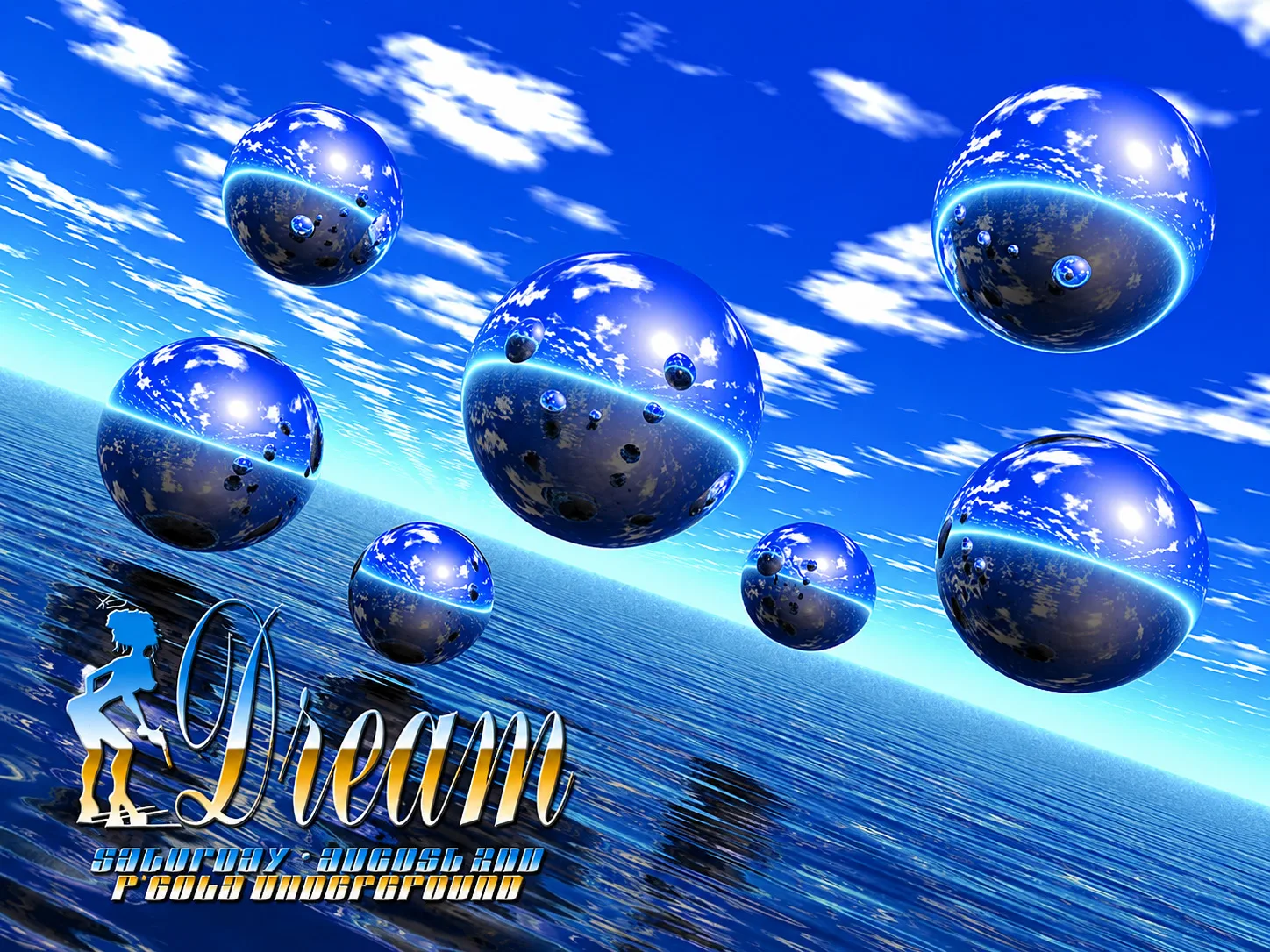 A 1997 rave flyer rendered in Bryce 3D