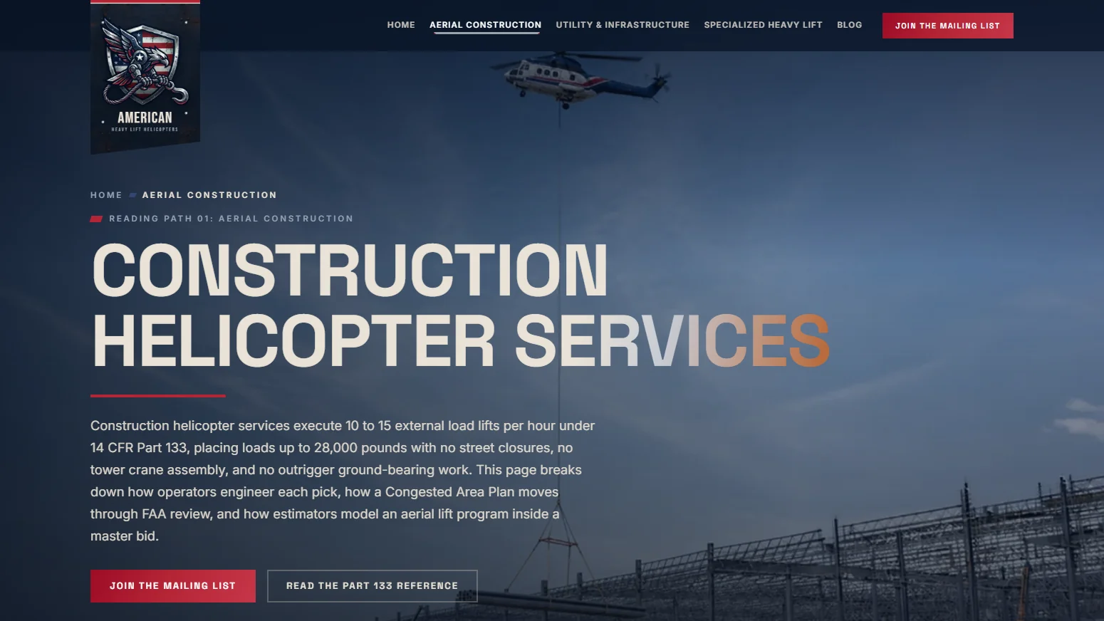American Heavy Lift Helicopters Reading path: Category hubs are structured as reading paths: pick rates, load limits, and FAA review explained before the sub-services branch