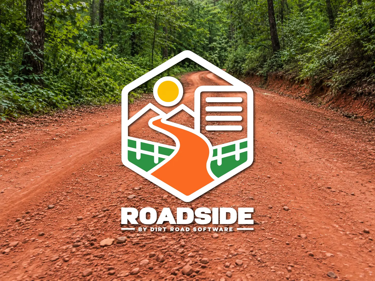 Roadside by Dirt Road Software identity over a red dirt road through pine woods