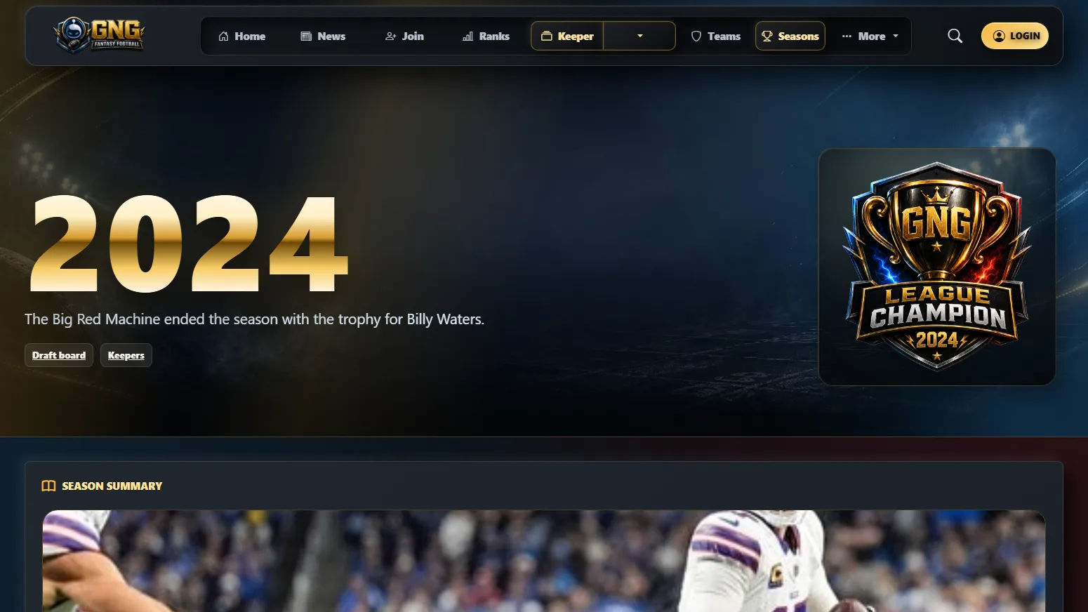 TheGNG.us Season pages: Champions, standings, brackets, and season narratives
