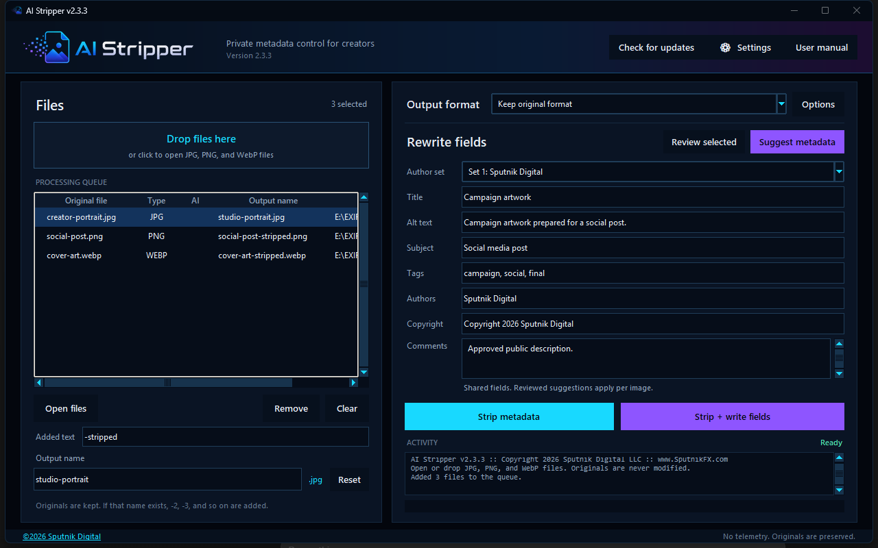 AI Stripper local image-processing workspace