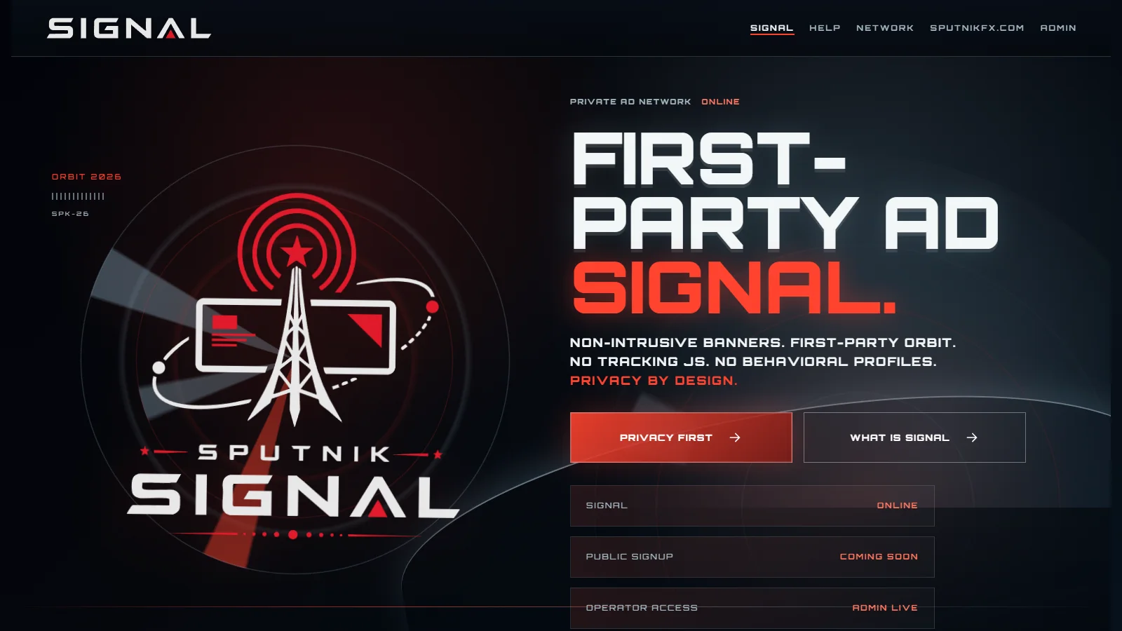 Sputnik Signal first-party advertising network interface