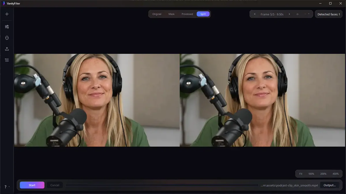 VanityFilter Split view: Before and after, side by side